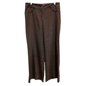 Vintage 90s Cache‎ Womens Dress Pants Sz 8 Brown Tweed Wide Leg Office Carrier